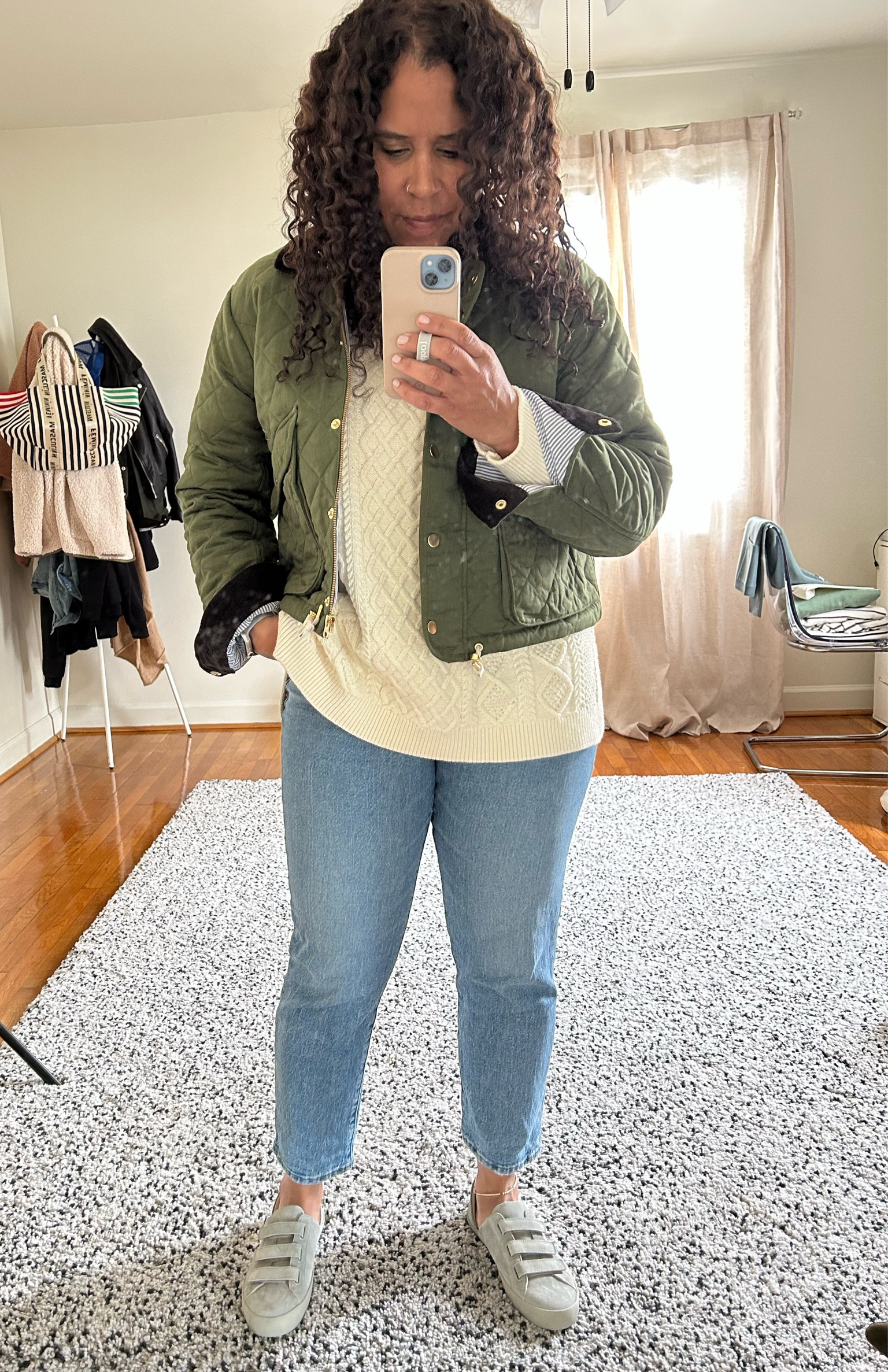 Have I mentioned how much I am loving cropped jackets? This one is perfect for spring temps. It runs tts 
It is currently 25% off with code Shopnow. 
Jcrew 
For my sneakers use code 15HGC if you’re a first time shopper. 

#LTKsalealert #LTKcurves #LTKstyletip