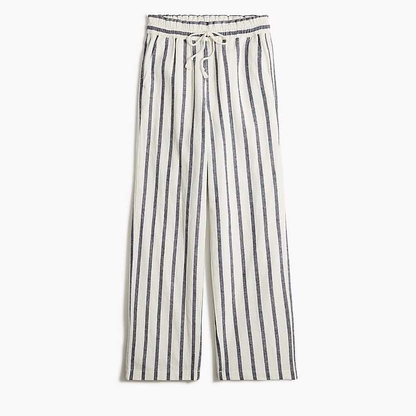 Striped linen-cotton wide-leg paper-bag pant | J.Crew Factory