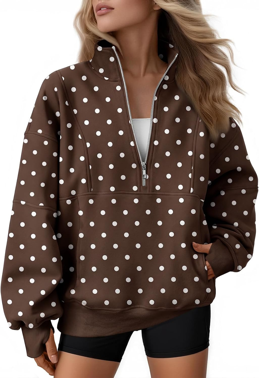 AUTOMET Women's Quarter Zip Oversized Sweatshirt Fleece Mock Neck Pullover | Amazon (US)