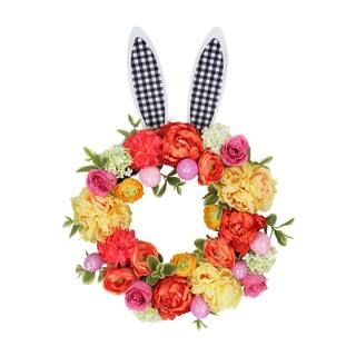 31" Peony & Rose Wreath with Bunny Ears by Ashland® | Michaels Stores