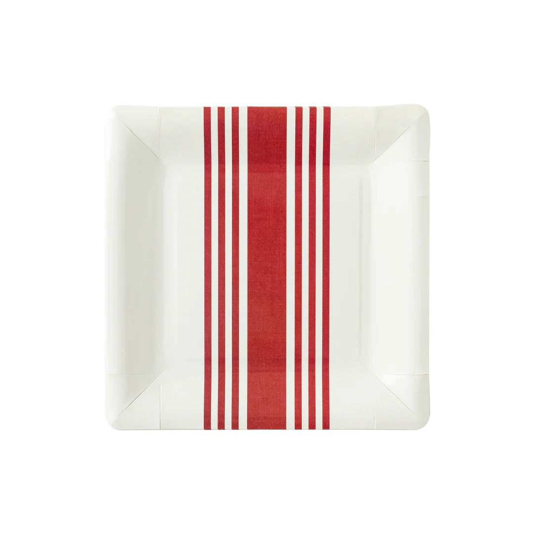 Hamptons Red Striped Square Plates | My Mind's Eye