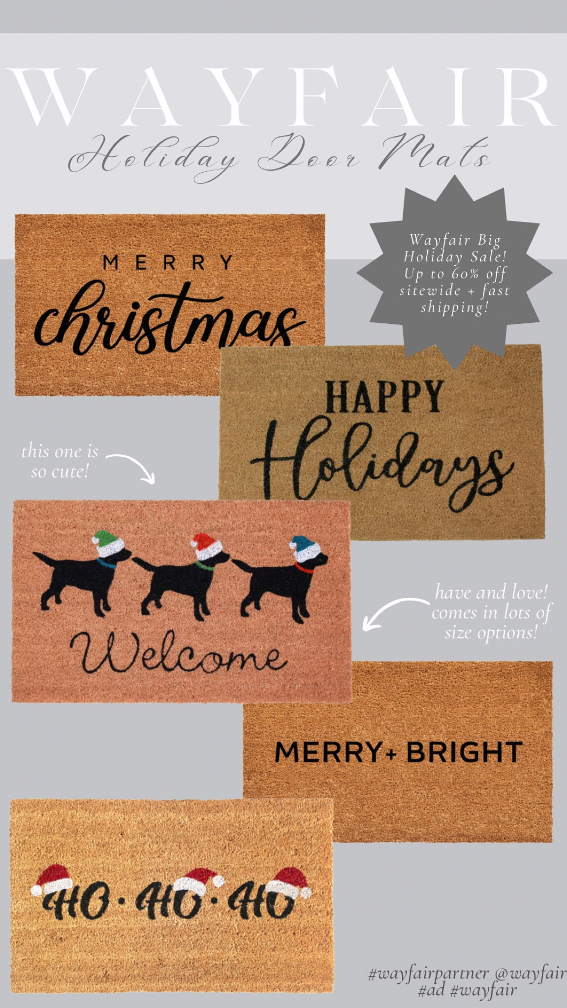 Holiday Ready with @Wayfair! #Wayfairpartner @Wayfair is having its Big Holiday Sale event right now where you can save up to 60% off + fast shipping. You won’t want to miss it! AD so many cute and affordable front door mats! 😍

#LTKFindsUnder50 #LTKHoliday #LTKHome