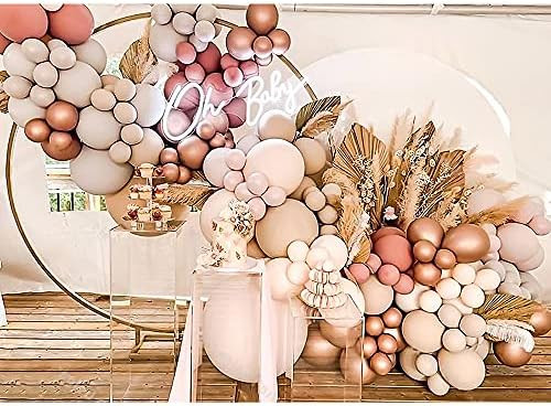 DIY Balloon Arch Garland Kit 147Pcs Double-Stuffed Cream Peach Chrome Rose Gold Balloons for Birt... | Amazon (US)