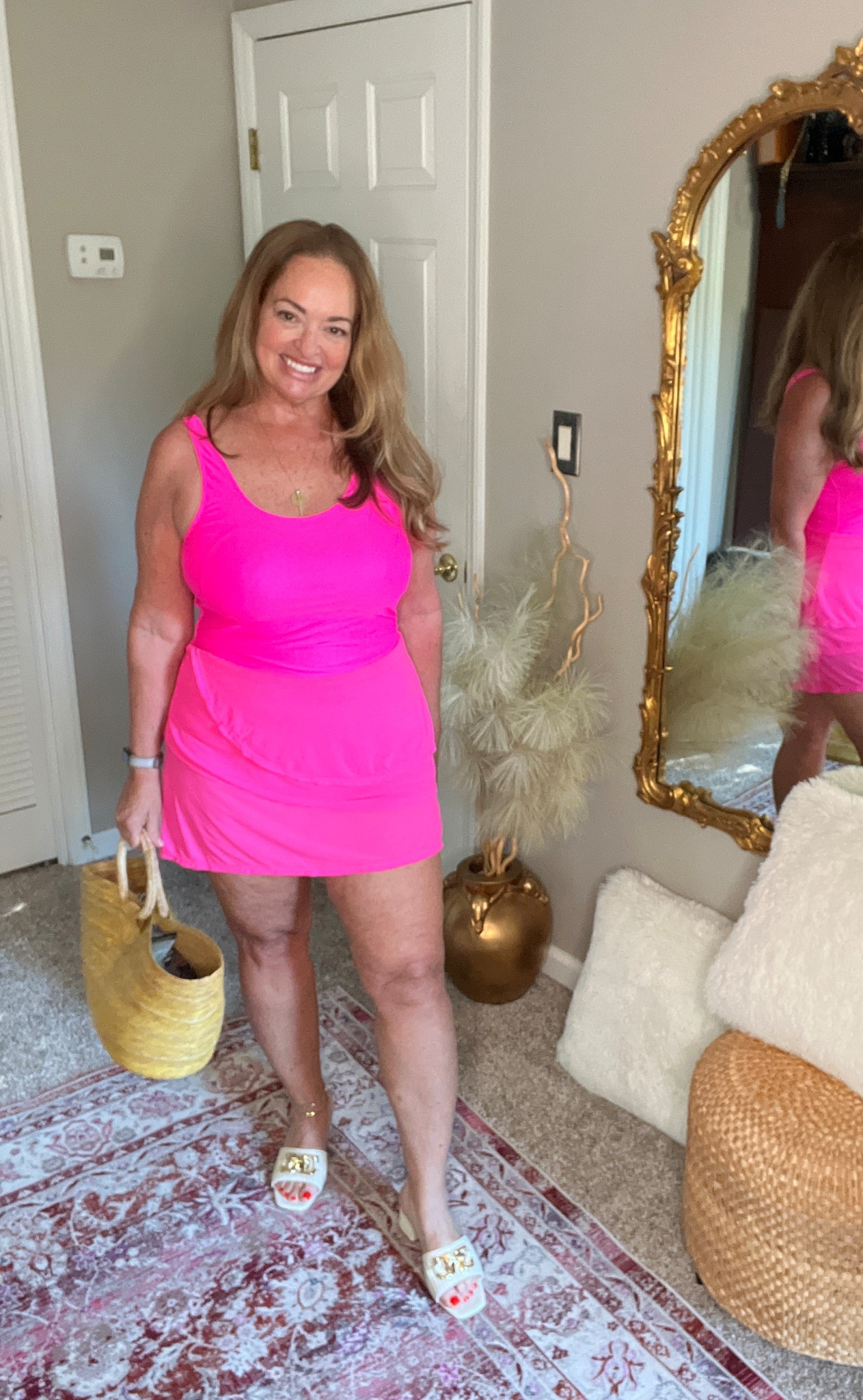 Bright pink pretty swimdress. 

#LTKTravel #LTKootd #LTKSwim