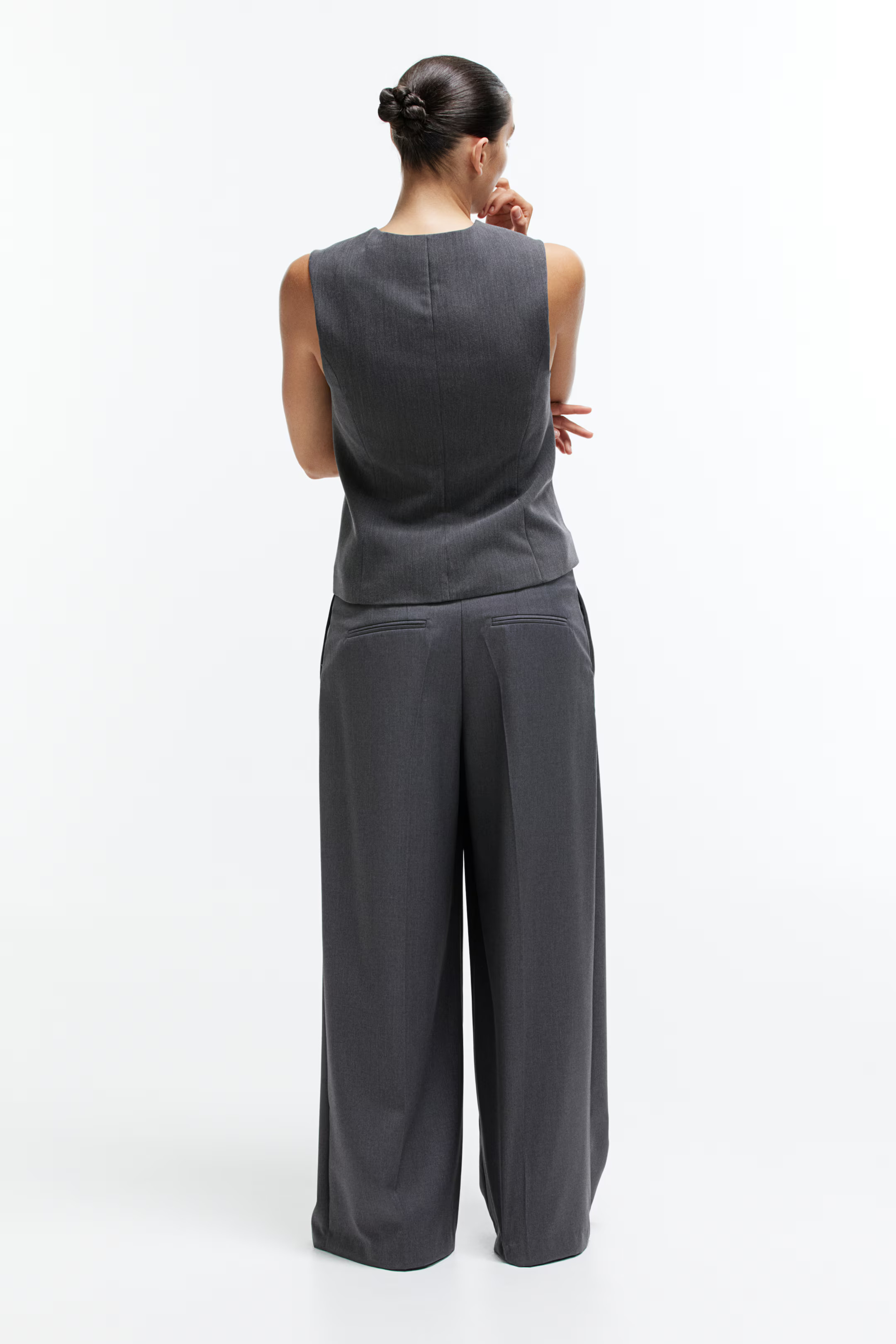 Wide-Leg Twill Pants - Black - Ladies | H&M US | H&M (US + CA)
