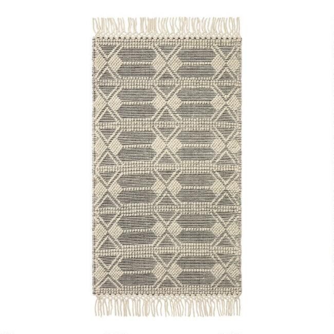 Black and Ivory Moroccan Style Sweater Wool Barret Area Rug | World Market
