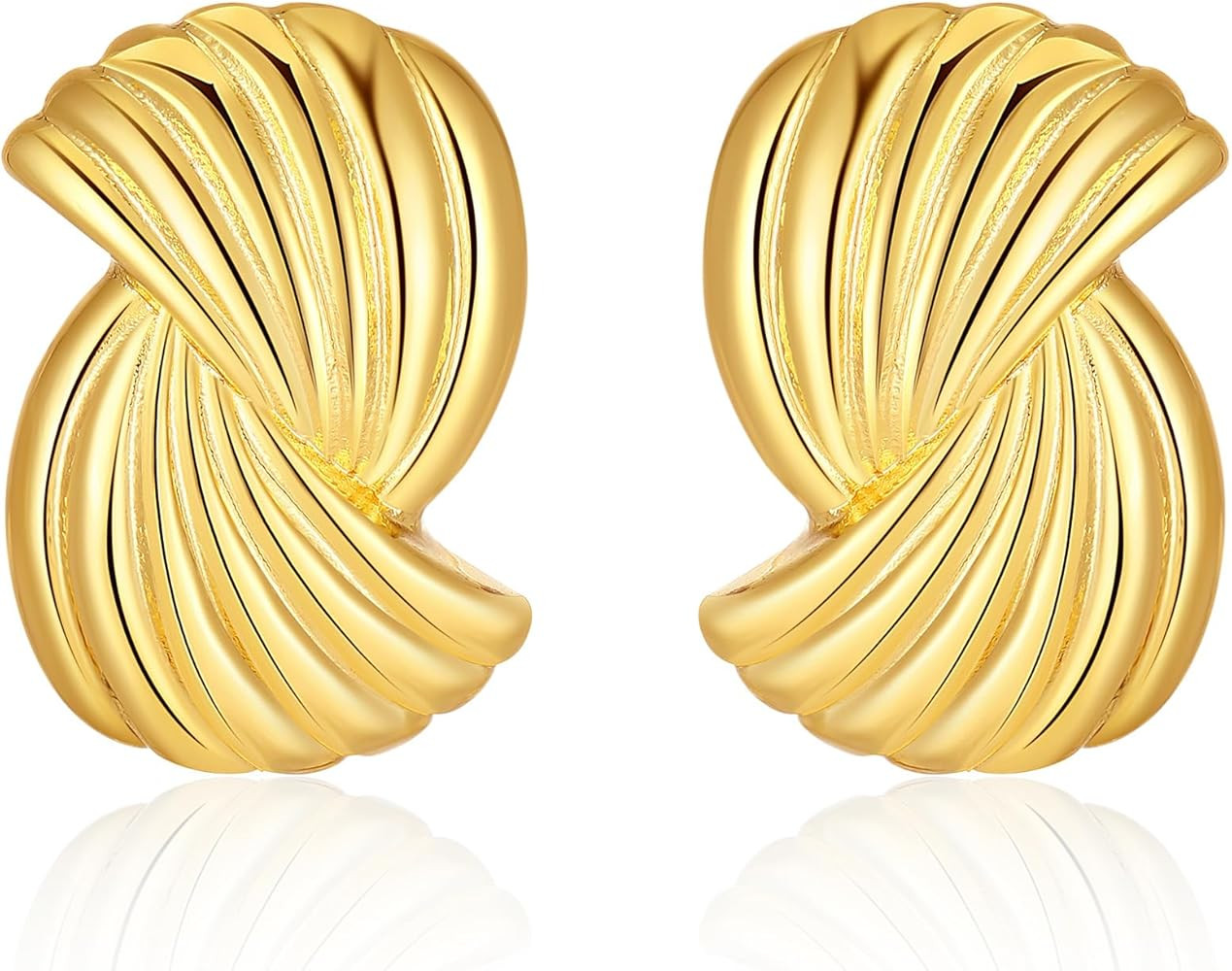 Gold Statement Earrings for Women Trendy Chunky Gold Earrings Geometric Earrings Wings Feather Te... | Amazon (US)