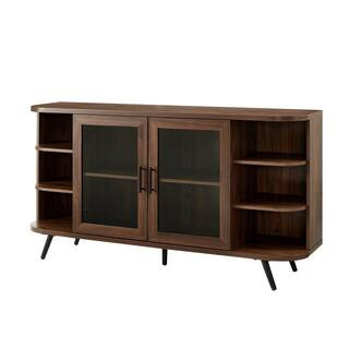 Welwick Designs(Brand Rating: 4.3/5)Dark Walnut Wood and Fluted Glass Mid-Century Modern Curved 2... | The Home Depot
