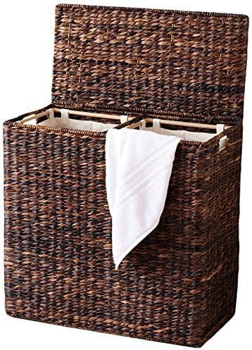 BirdRock Home Oversized Divided Hamper with Liners (Espresso) - Made of Natural Woven Abaca Fiber... | Amazon (US)