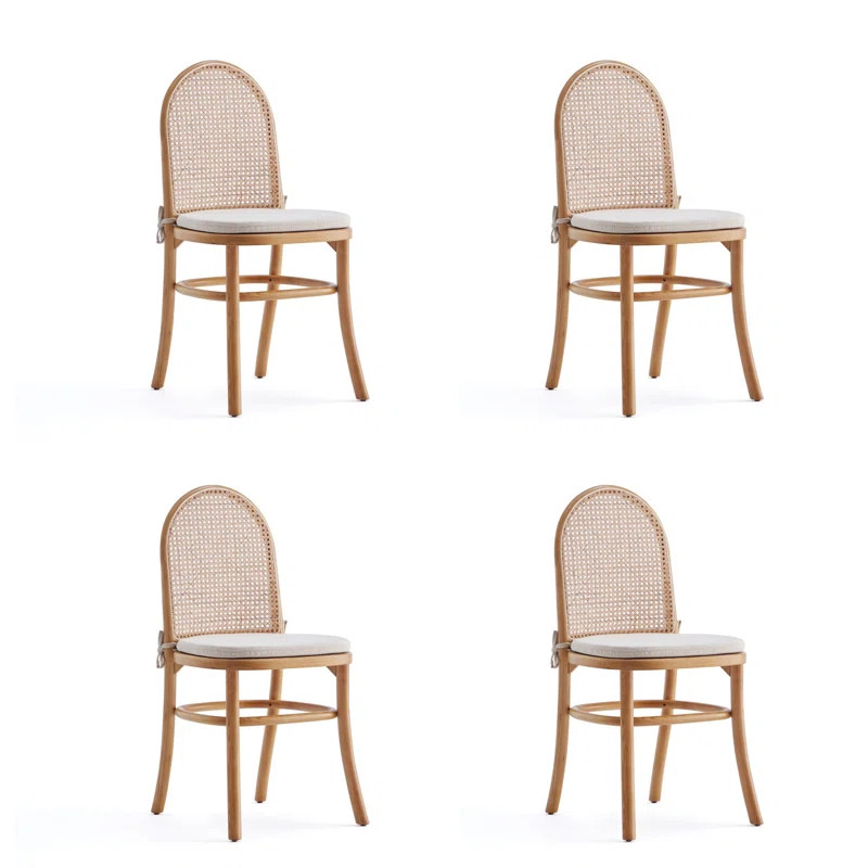 Archetype Dining Chair 1.0 With Grey Cushions In Black And Cane - Set Of 4 (Set of 4) | Wayfair North America