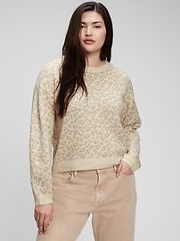 Leopard Print Luxe Crewneck Sweater | Gap (US)