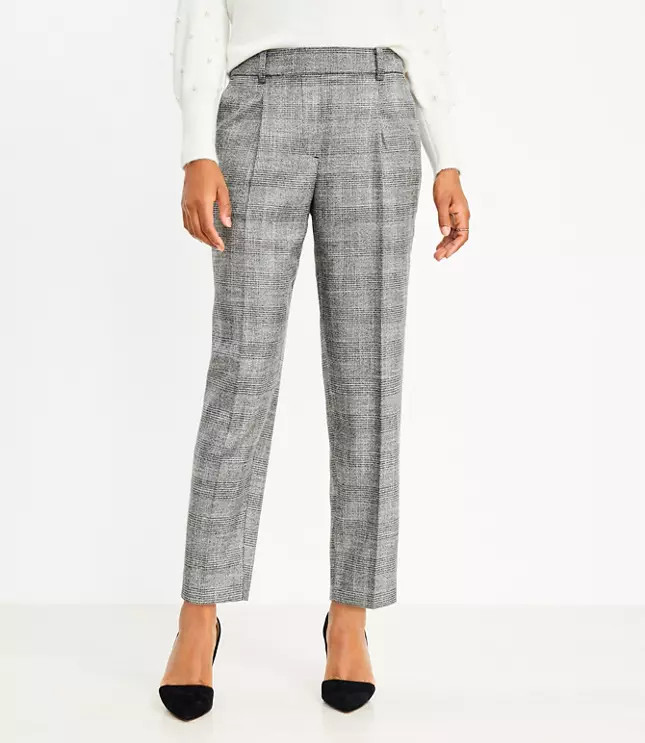 Pull On Taper Pants in Shimmer Plaid | LOFT