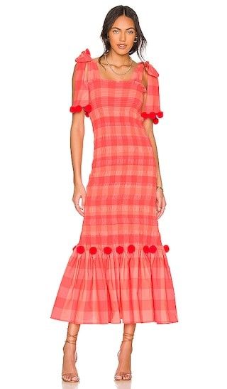 Piper Maxi Dress in Big Gingham Neon Coral | Revolve Clothing (Global)