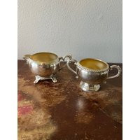Vintage Mismatched Silverplate Cream & Sugar Set Hosting Bridal Shower Tea Time | Etsy (US)