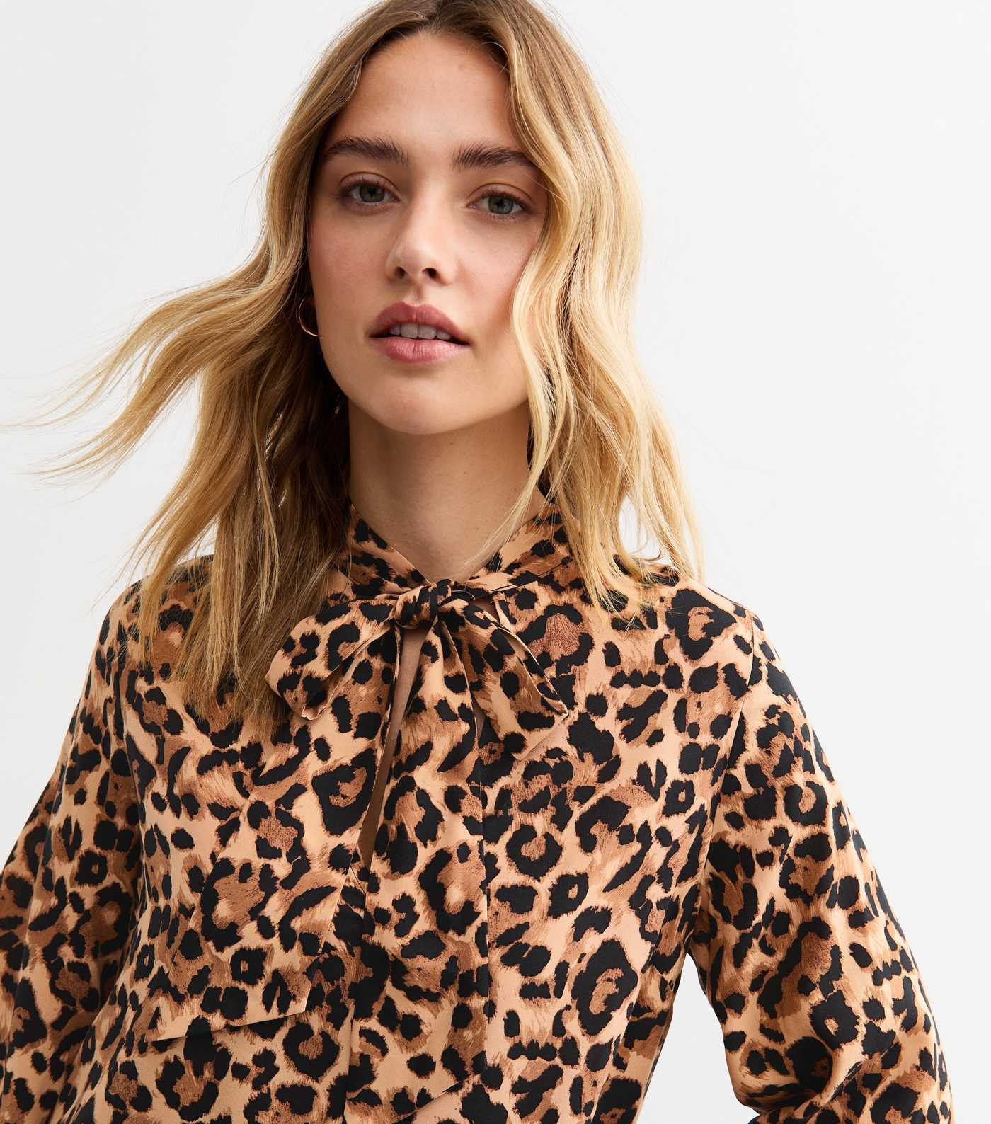Brown Leopard Print Pussybow Mini Dress
						
						Add to Saved Items
						Remove from Saved I... | New Look (UK)