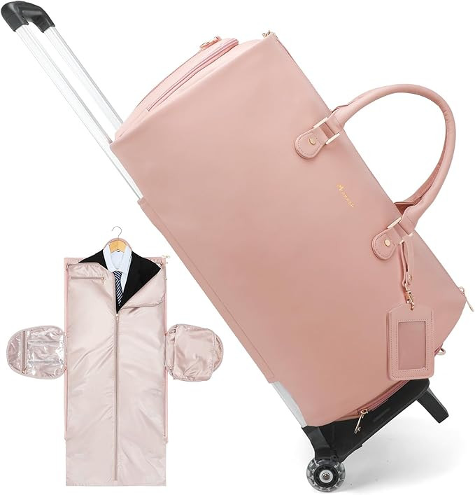 Modoker Rolling Garment Bags with Wheels, Women Garment Duffel Bag for Travel, PU Leather Convert... | Amazon (US)