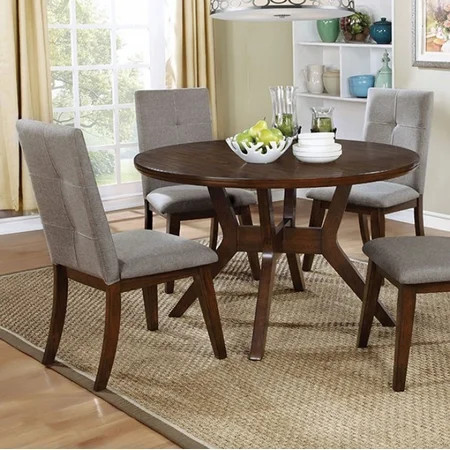 Abelone Mid-Century Modern Round Dining Table, Walnut | Walmart (US)