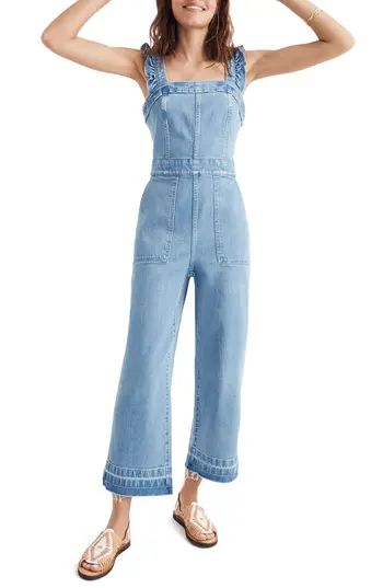 Women's Madewell Ruffle Strap Denim Jumpsuit | Nordstrom