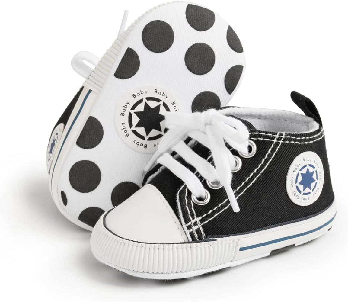 KIDSUN Unisex Baby Boys Girls High Top Sneaker Soft Anti-Slip Sole Newborn Infant First Walkers C... | Amazon (US)