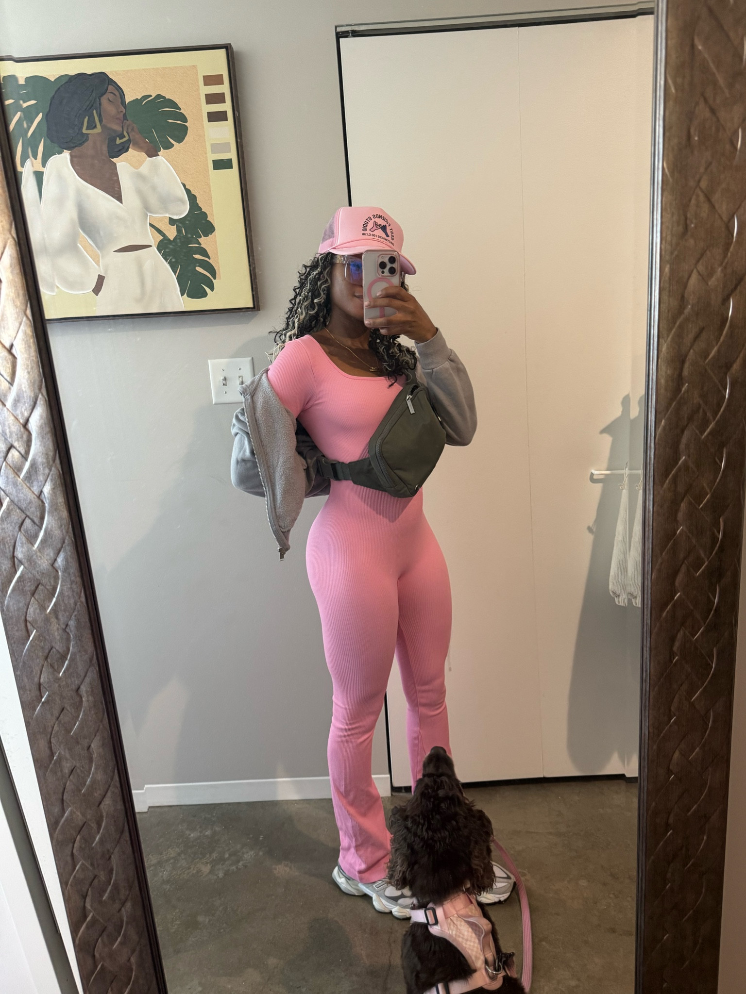 The way my puppy patiently waits for me to finish taking my mirror pics before our walk 🩷 

Bought this full body jumpsuit from Amazon! 

#LTKActive #LTKstyletip #LTKfitness