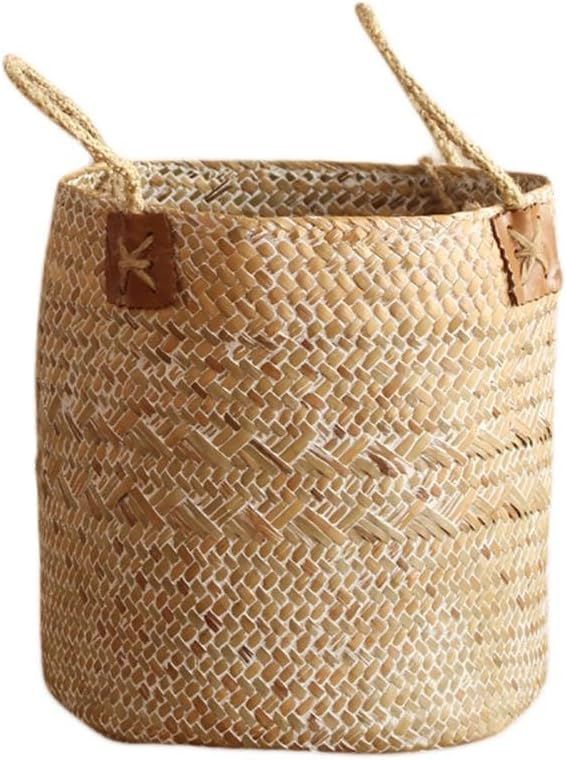 Woven Seagrass Basket for Storage Plant Pot Basket and Laundry, Picnic and Grocery Basket | Amazon (UK)