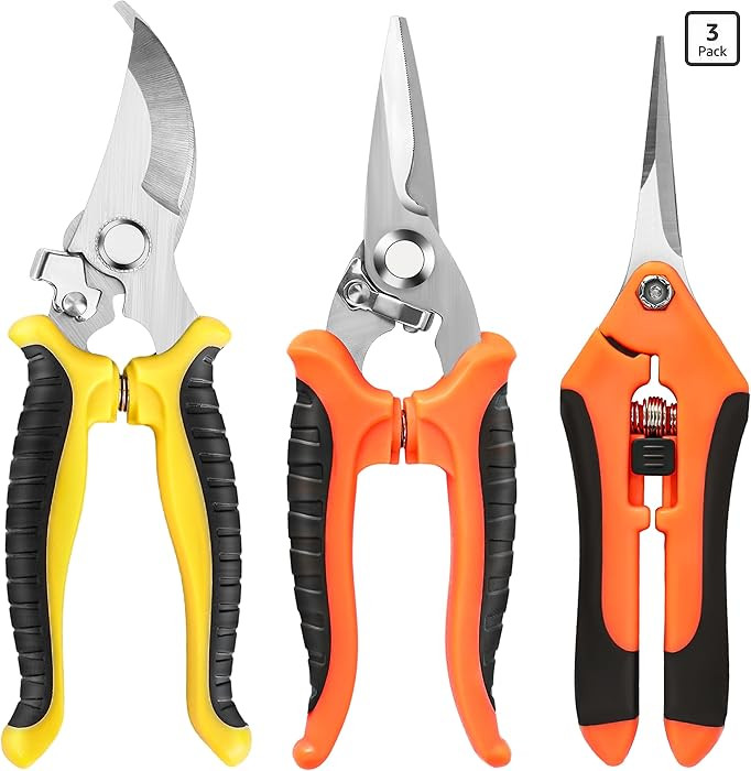 EWPJDK 3 Pack Garden Pruning Shears, Stainless Steel Shears, Gardening Shears, Scissors, Garden C... | Amazon (US)