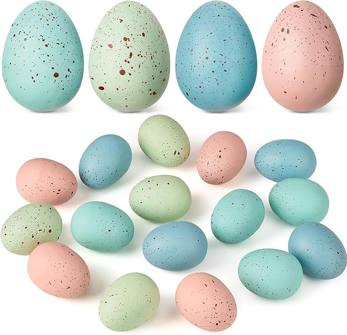 16 Pcs Easter Speckled Eggs, 2.4 Inch Colorful Plastic Faux Speckled Eggs for Vase Bowls Fillers ... | Amazon (US)