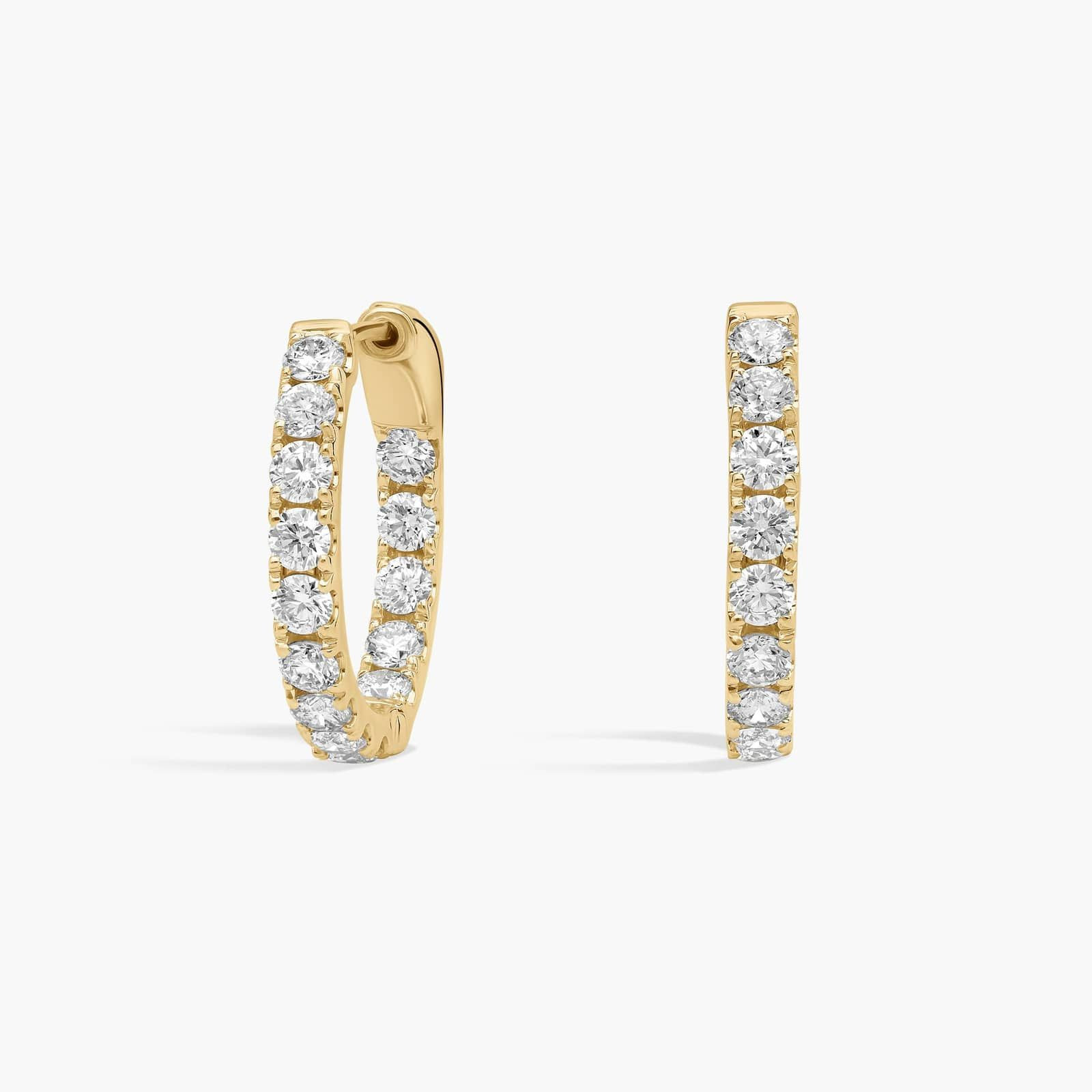 Inside Out Lab Grown Diamond Round Hoops, 1/2 Inch Diameter In 14k Yellow Gold (1 ct. tw. - F-G / VS2-SI1) | Blue Nile