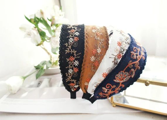 Ethnic style embroidered fabric headband | Etsy (US)