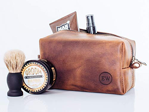 Personalized Leather Dopp Kit, Men's Toiletry Bag, Anniversary Gift Travel Bag | Amazon (US)