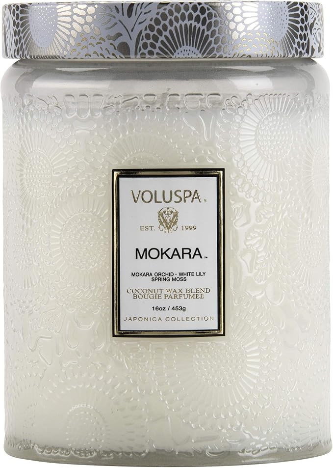Voluspa Mokara, Large Candle Jar, 18 oz, 100 Hour Burn Time, Coconut Wax for Clean Burning, Handc... | Amazon (US)