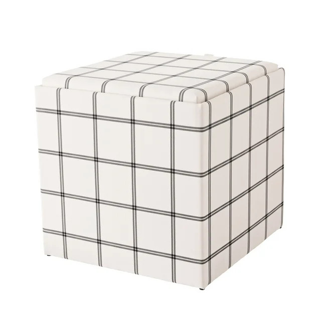Mainstays Large Cube Storage Ottoman, Grid | Walmart (US)