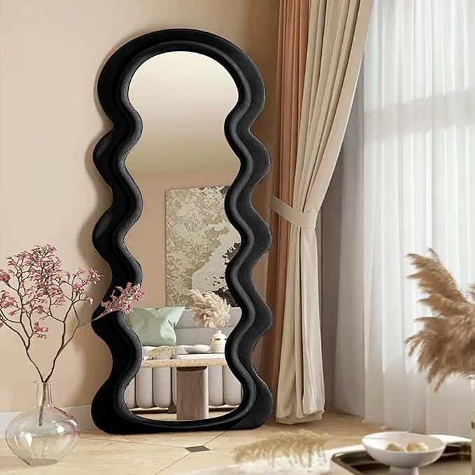 Otlsh Wavy Floor Mirror, 63" x 24" Full Length Mirror with Stand, Flannel, Irregular Wavy Mirror,... | Amazon (US)