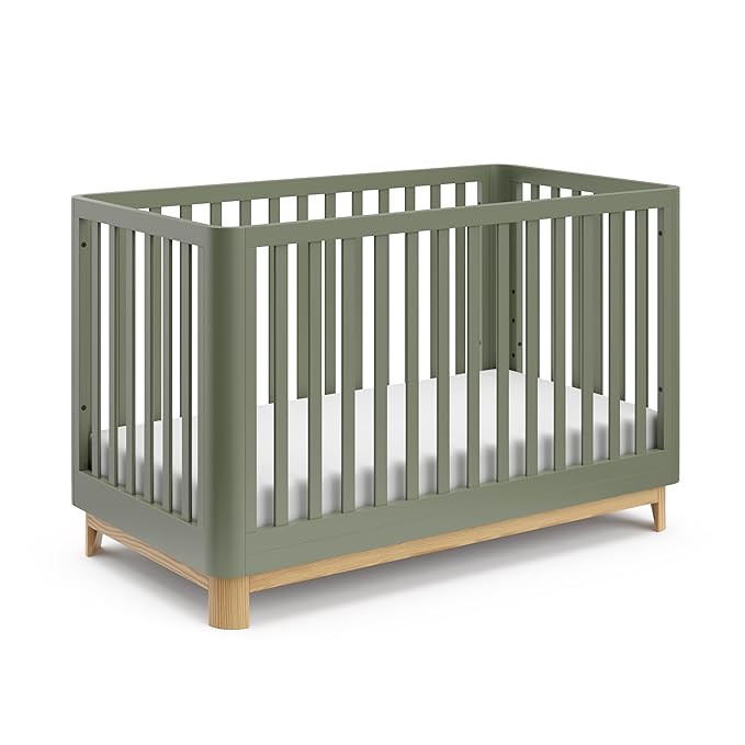 Storkcraft Santos Convertible Crib (Olive & Natural) – GREENGUARD Gold Certified, Fits Standard... | Amazon (US)