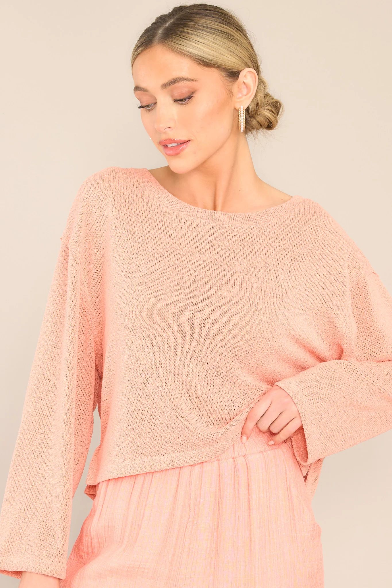 Embrace The Journey Peach Knit Top | Red Dress