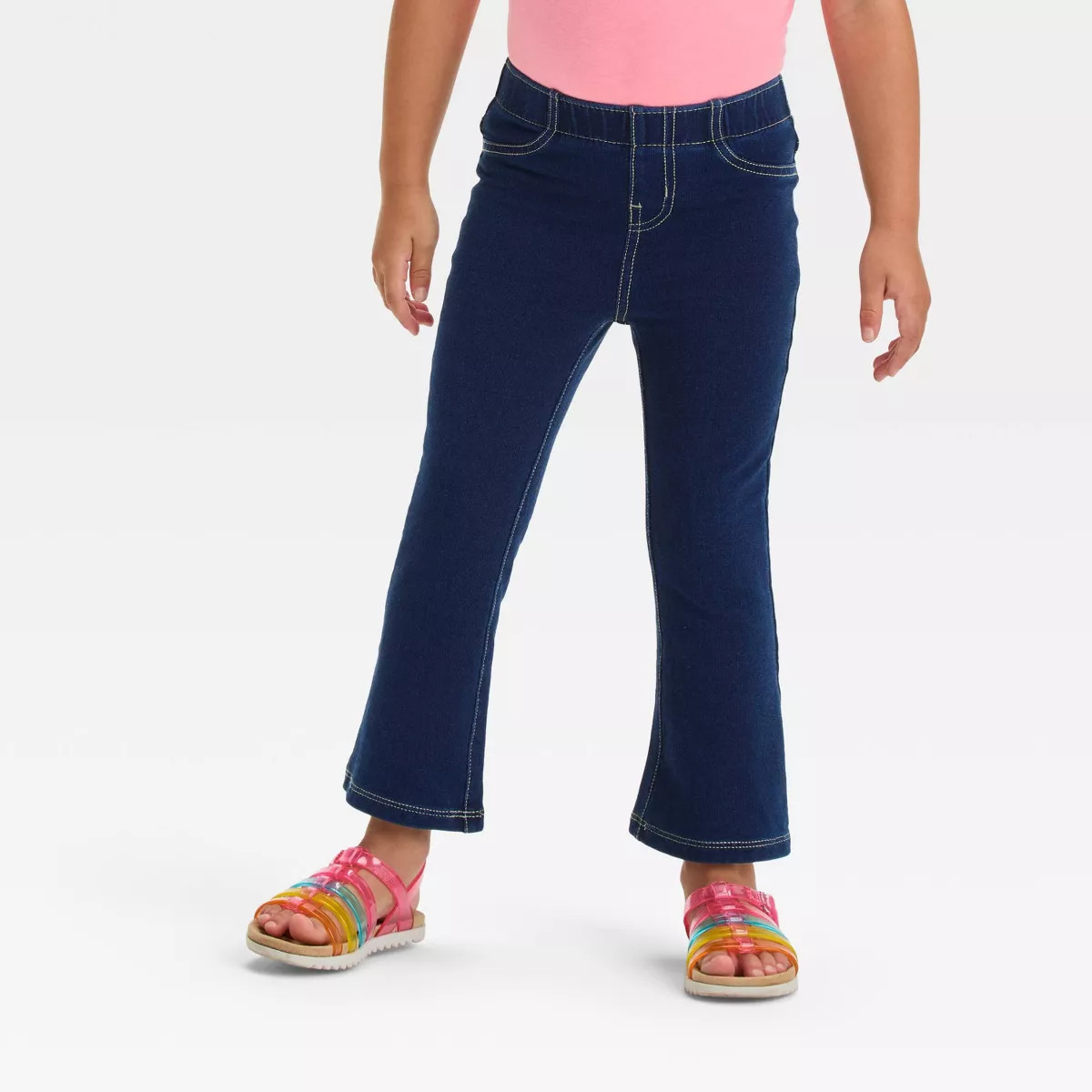 Toddler Girls' Flare Leggings - Cat & Jack™ Dark Wash 4T | Target