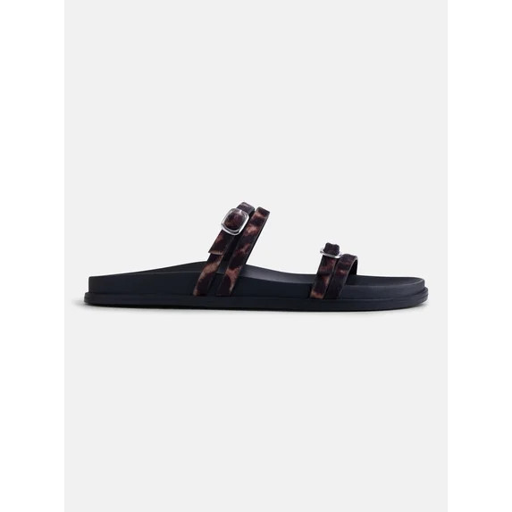 No Boundaries Women's Double Strap Footbed Sandals | Walmart (US)
