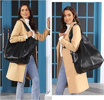 KlaOYer Oversized Leather Tote Bag Large Capacity Work Hobo Pu Leather Bucket Purse And Handbag B... | Amazon (US)
