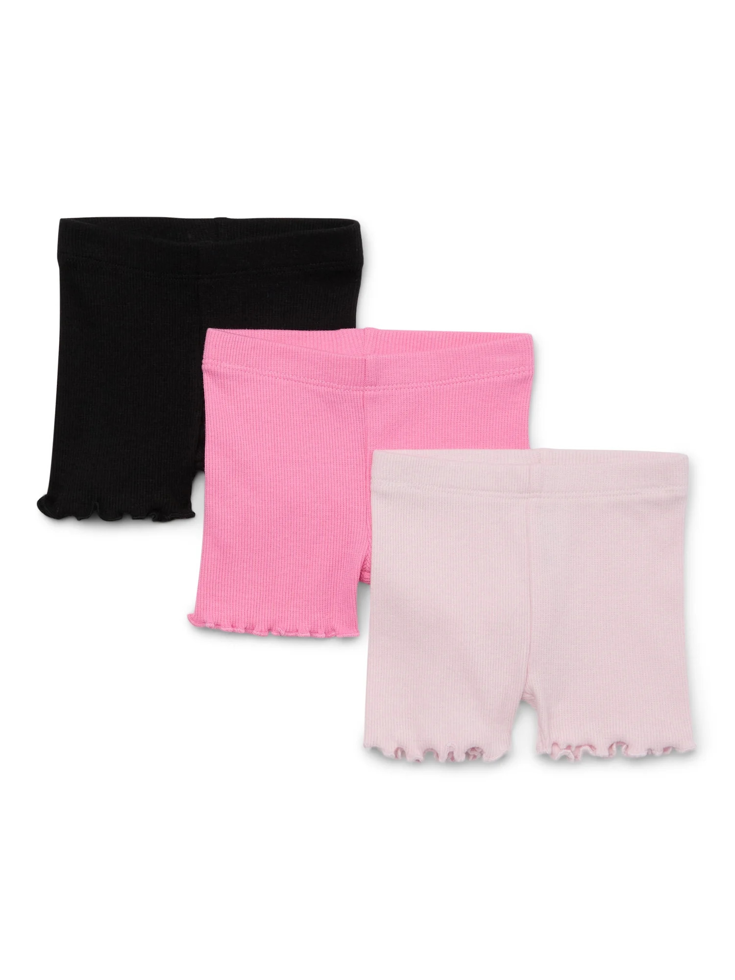 Garanimals Baby Girls Solid Ribbed Ruffle Shorts, 3-Pack, Sizes 0-24M | Walmart (US)