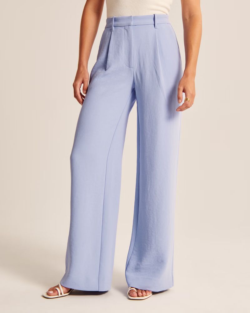 Premium Crepe Tailored Ultra Wide-Leg Pant | Abercrombie & Fitch (US)