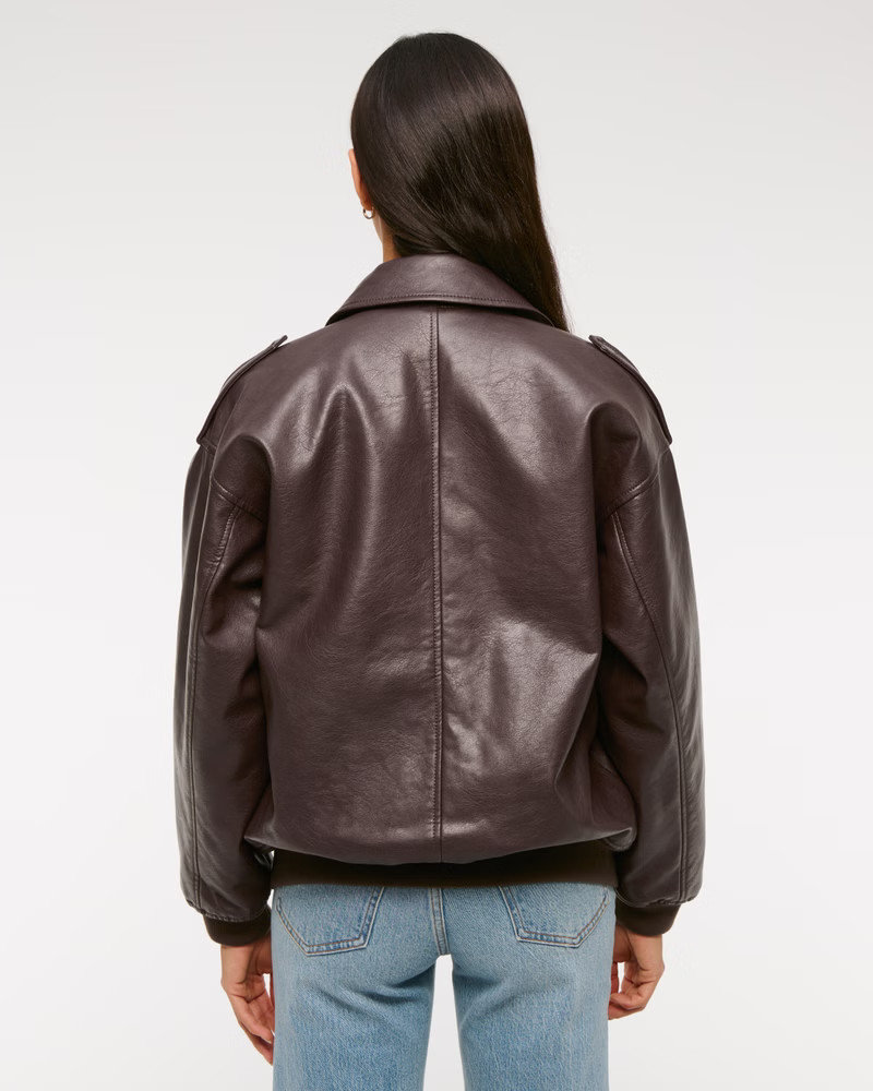 Vegan Leather Utility Bomber Jacket | Abercrombie & Fitch (US)