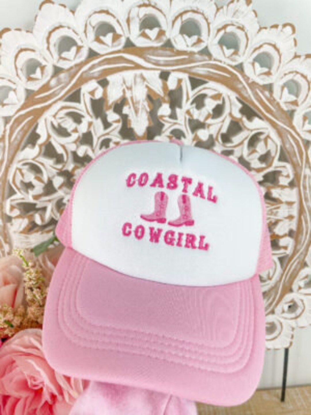 Coastal Cowgirl Trucker Hat / Coastal Cowgirl  Embroidered Hat / Cowgirl Hat / Adjustable Snap Ba... | Etsy (US)