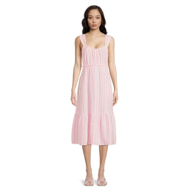 Time and Tru Sleeveless Doublecloth Midi Dress | Walmart (US)