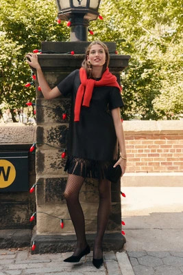 Black Dupioni Tassel Downing Dress | Tuckernuck (US)