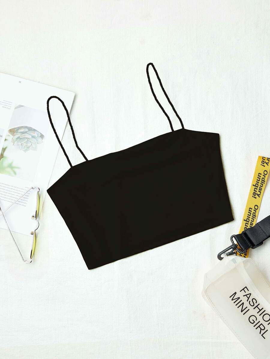 SHEIN MOOSTA Solid Slim Cami Crop Top | SHEIN