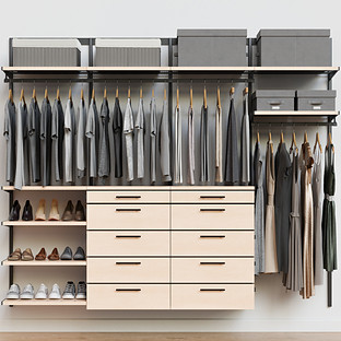 Décor— by Elfa 8' Reach-In Closet Grey & Stained Birch | The Container Store