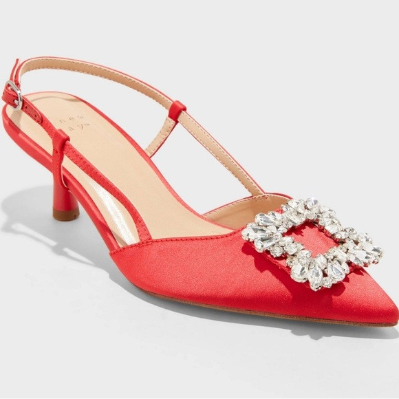 NWT A New Day Women's Annette Satin Slingback Heels with Memory Foam Insole | Poshmark