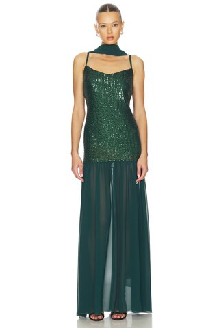 Dalia Maxi Dress in Emerald Sequins | Revolve Clothing (Global)