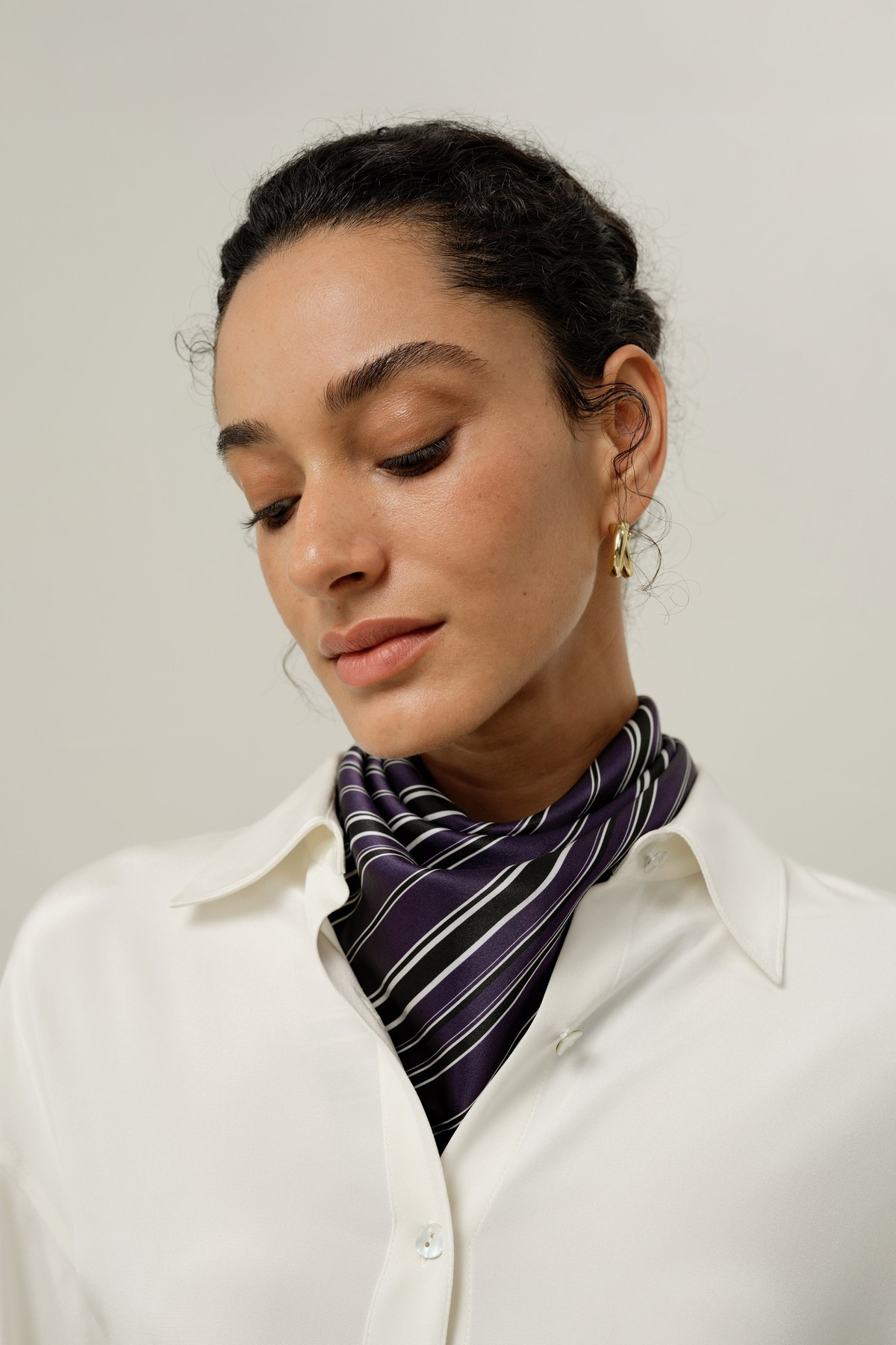 Luxurious Silk Charmeuse Square Scarf with Bold 90s Stripes | LILYSILK