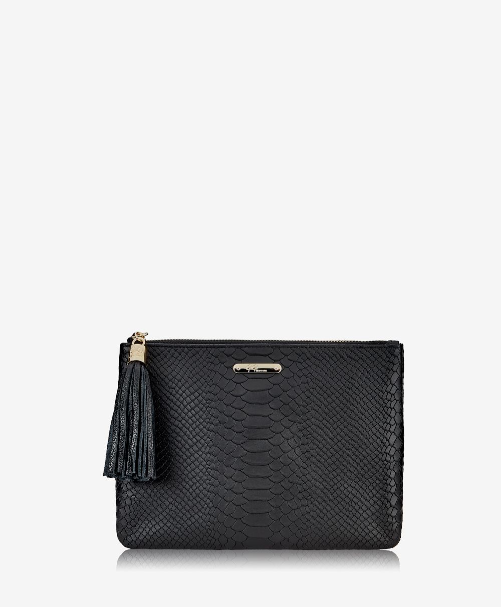 All in One Bag Black Embossed Python Leather | GiGi New York